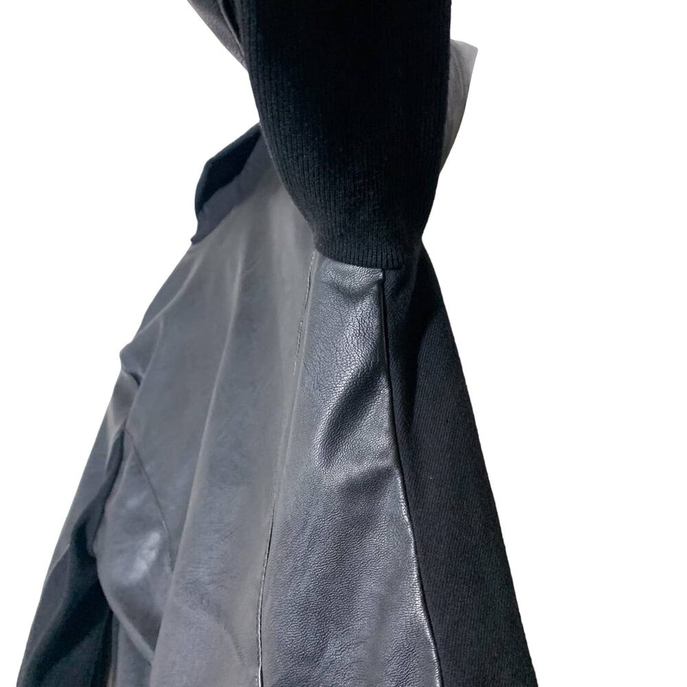 BlankNYC Private Practice Faux Leather Front Draped Moto Jacket Black Small - Picture 9 of 14